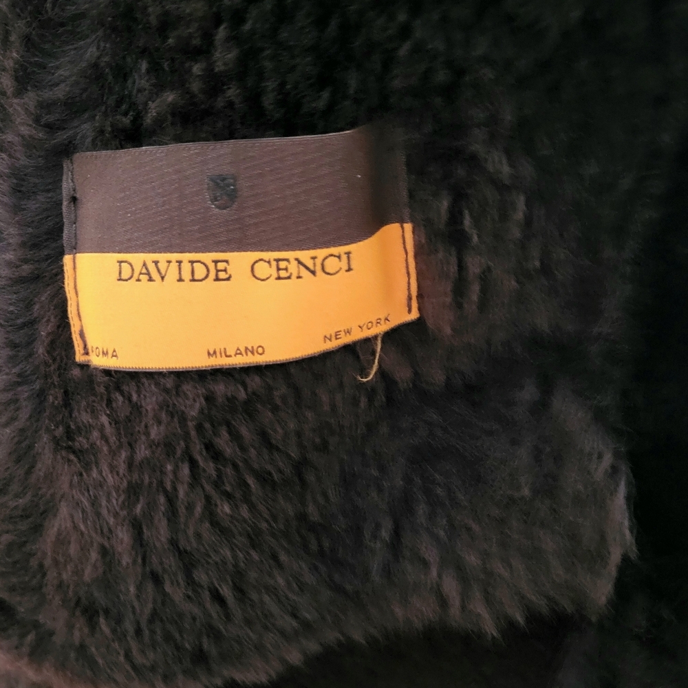 Womens' Long Brown Vegan Sherpa Coat Davide Cenci - Picture 12 of 12